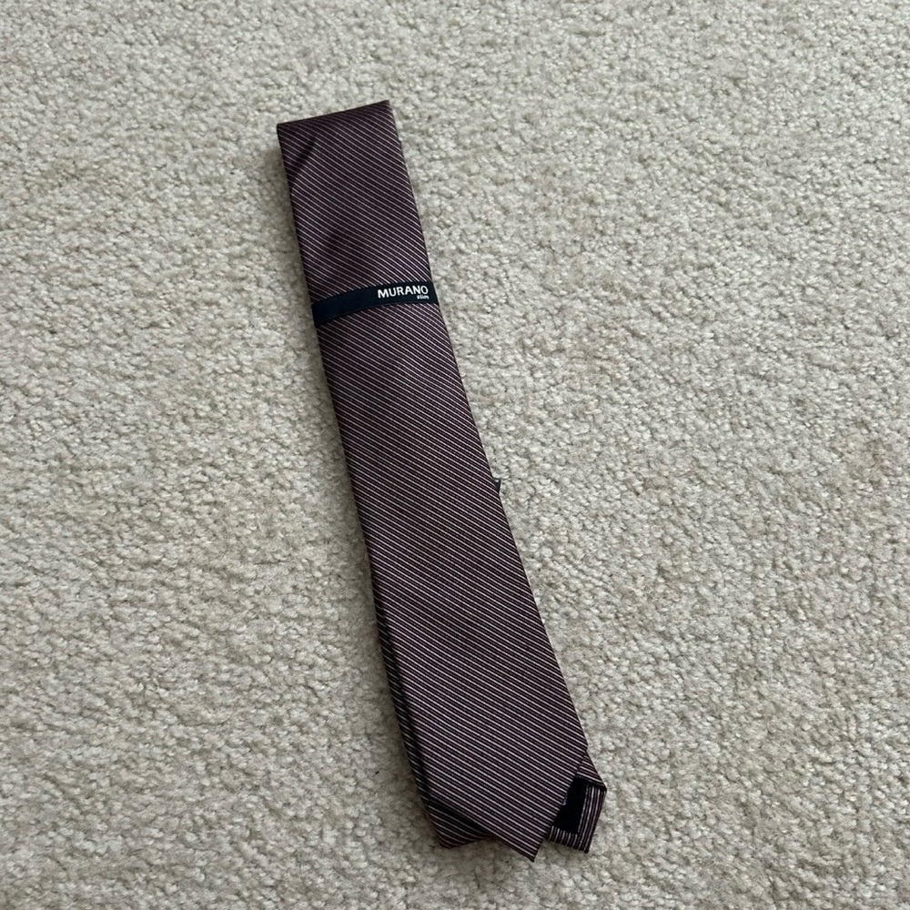 NWT Murano Burgundy Striped Silk Tie OS